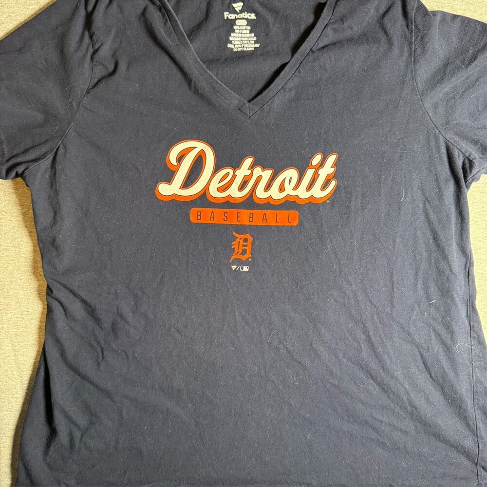 Women’s Fanatics Detroit TIGERS Heathered Blue Vneck Motor City Tshirt Size 2X